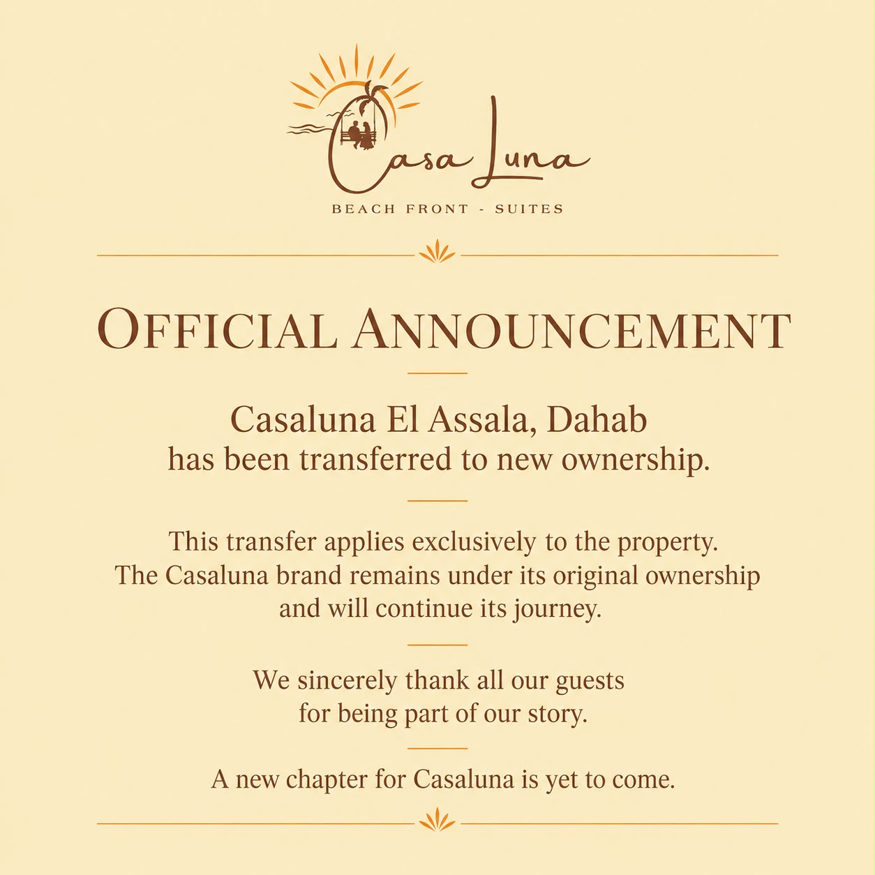 Casaluna Official Announcement